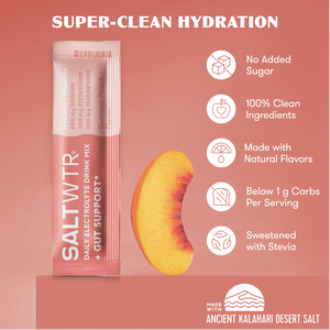 Functional Electrolyte Drink Mix - Gut Support- Summer Peach - 30 Pack